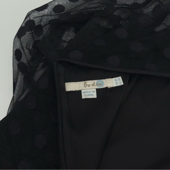 Boden Women’s Ponte Pencil Dress Polka Dot Sheer Mesh Sleeves Bow Black Size 4R - Picture 5 of 13